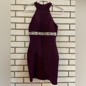 Plum halter neck mini dress size 0